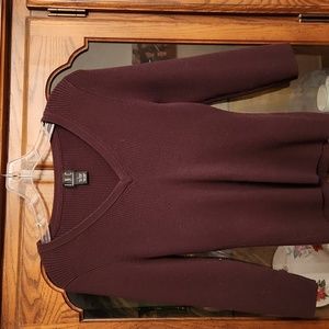 I.N.C Brown Ribbed V-neck Sweater